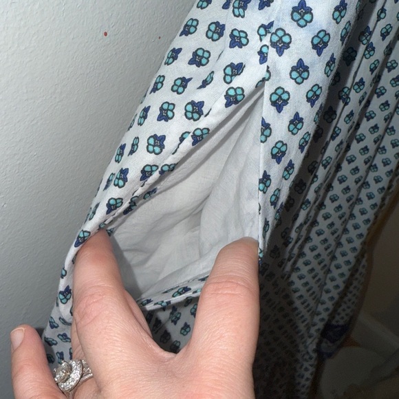 J.Crew Ferris Smocked Ruffle Cotton Voile Dress Blue White Size XS Spring - Picture 6 of 10